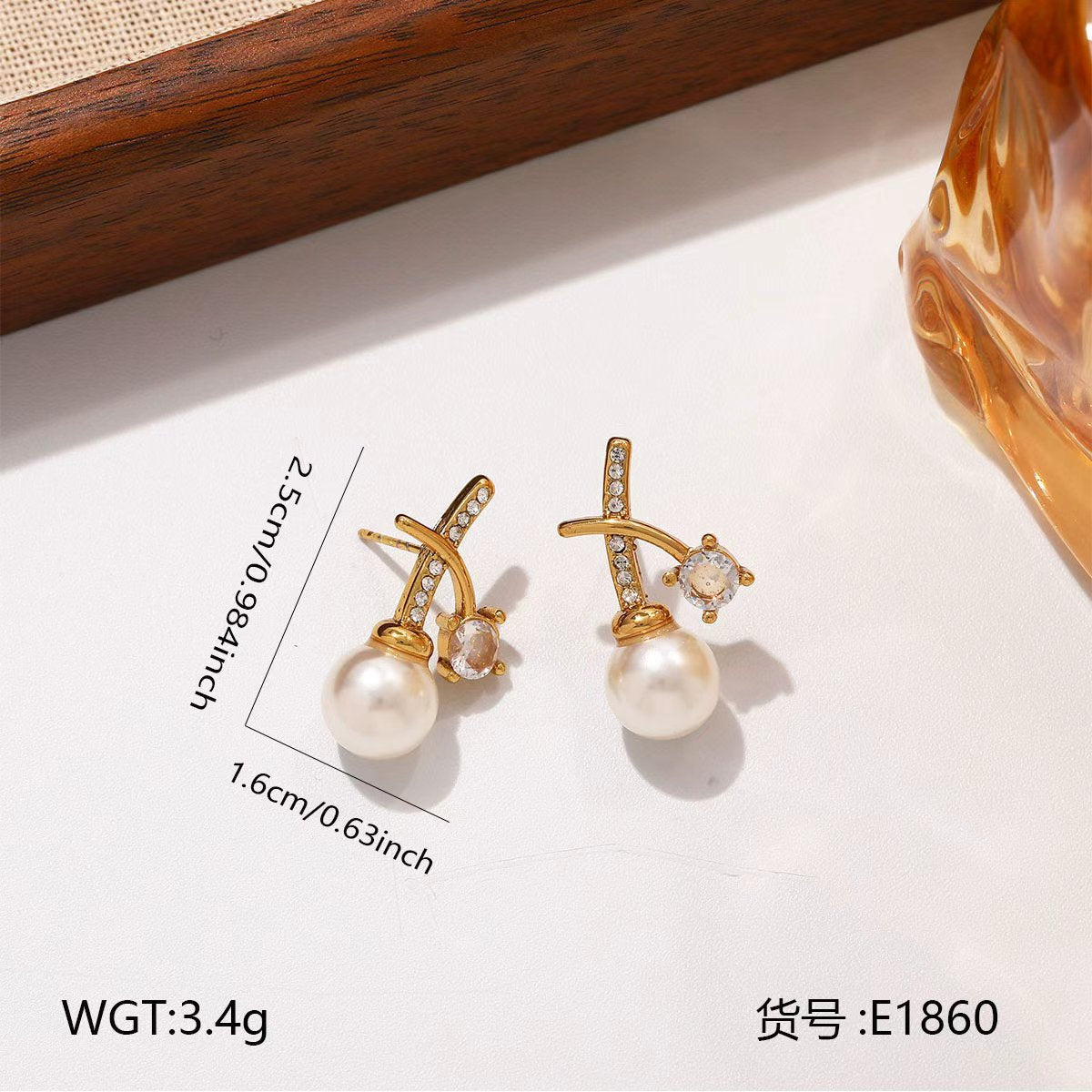 Wholesale Stainless steel earrings vacation style pearl flower earrings for women
