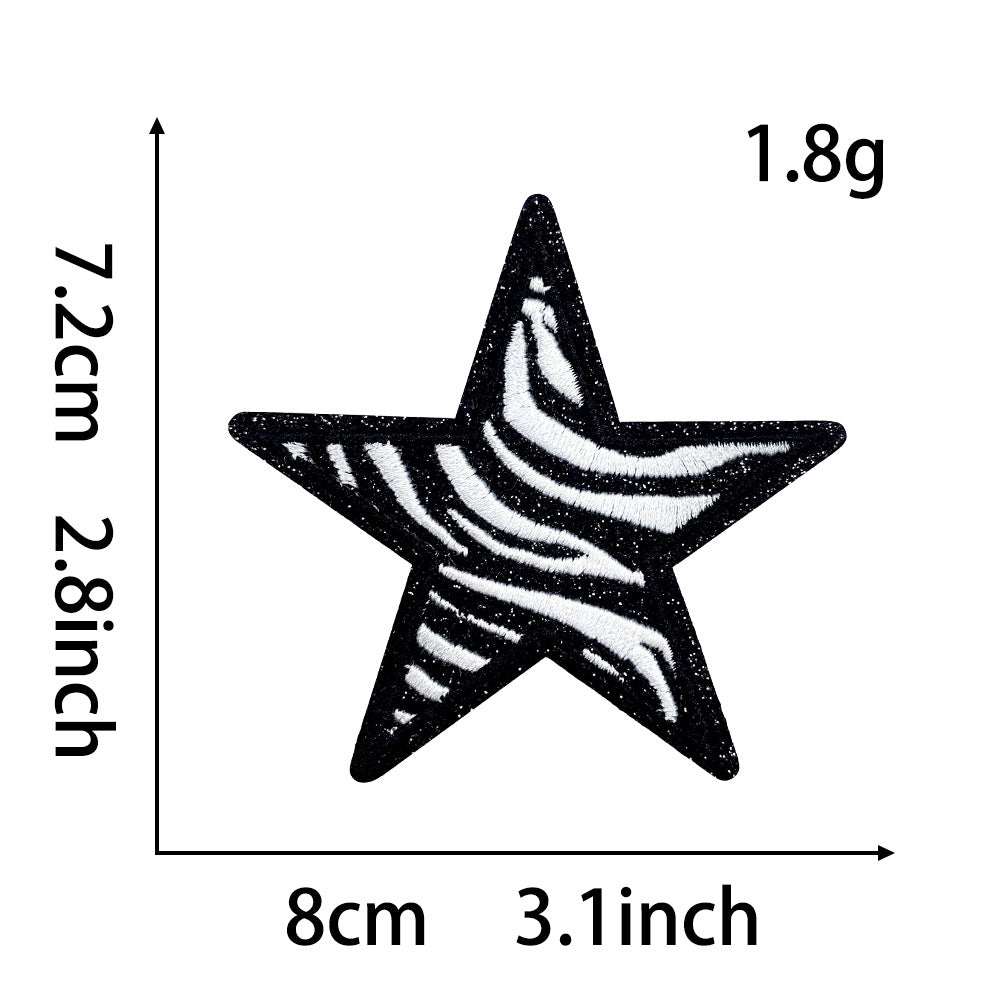 Wholesale Zebra Pattern Heart Lightning Star Series Embroider DIY Patches