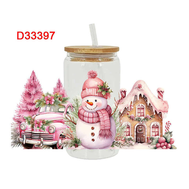 Wholesale Cute Christmas tree 16oz Cup UV DTF Wraps