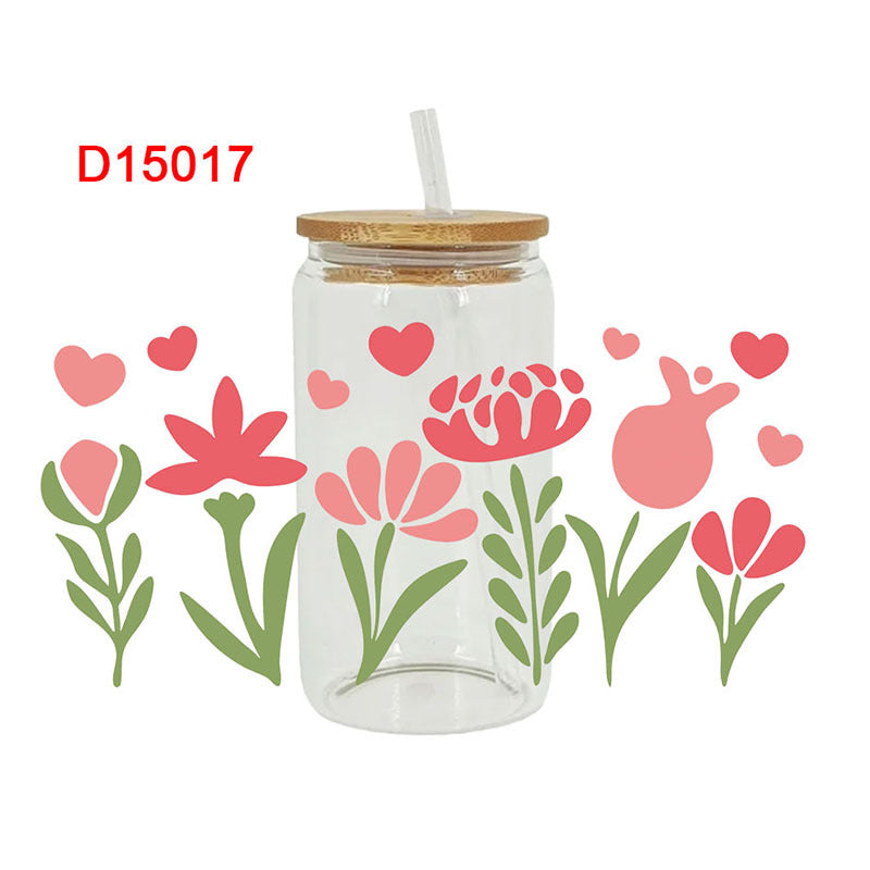 Wholesale Cartoon Cute Plants and Books Theme 16oz Cup UV DTF Wraps