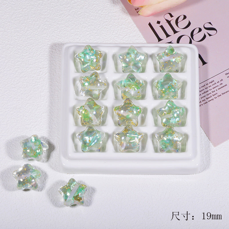 Wholesale Transparent colorful shell five-pointed star cloud through-hole beads