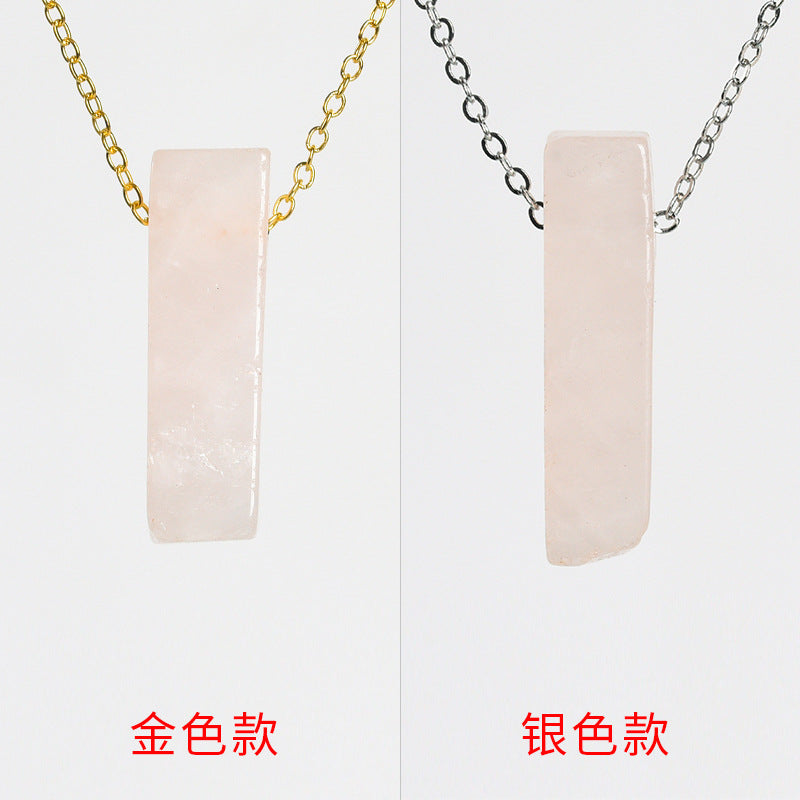 Wholesale Crystal Agate Irregular Flat Strip Pendant Necklace