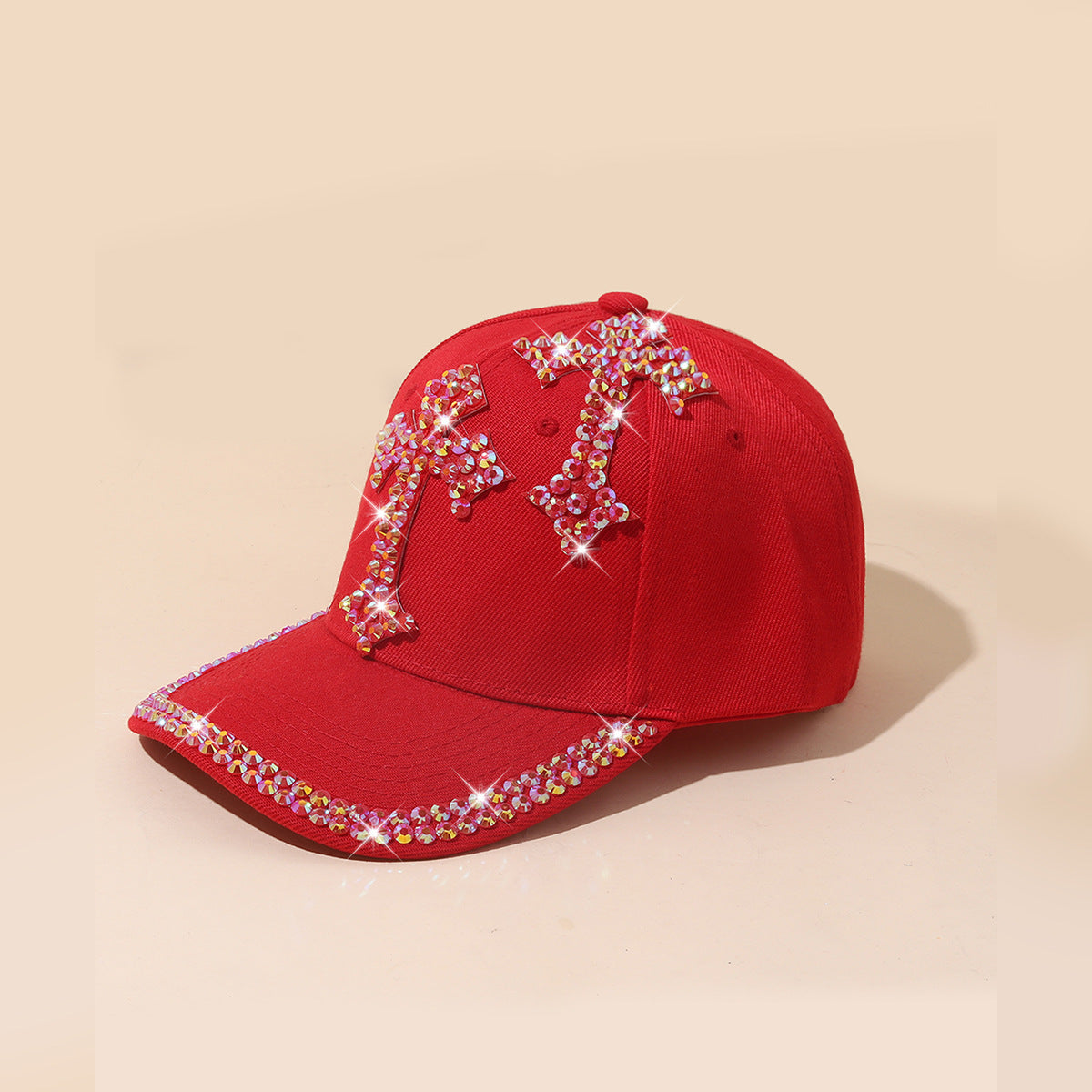 Wholesale Rhinestone fashionable and versatile summer handmade diamond sun protection baseball cap for men and women