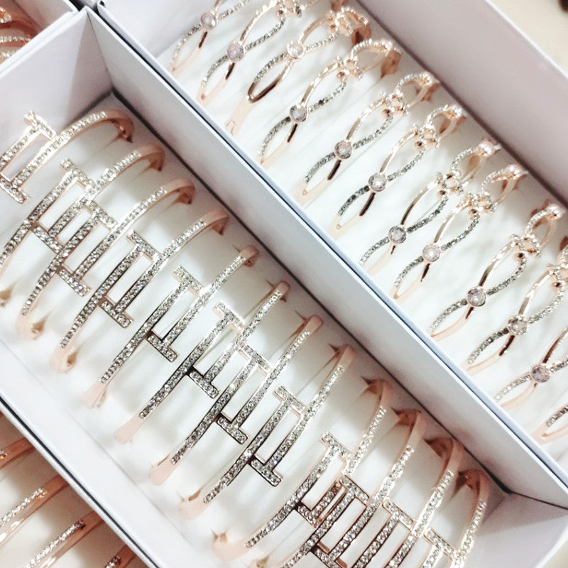 Wholesale12PCS/Pack Zircon Charm Minimalist Alloy Bracelet