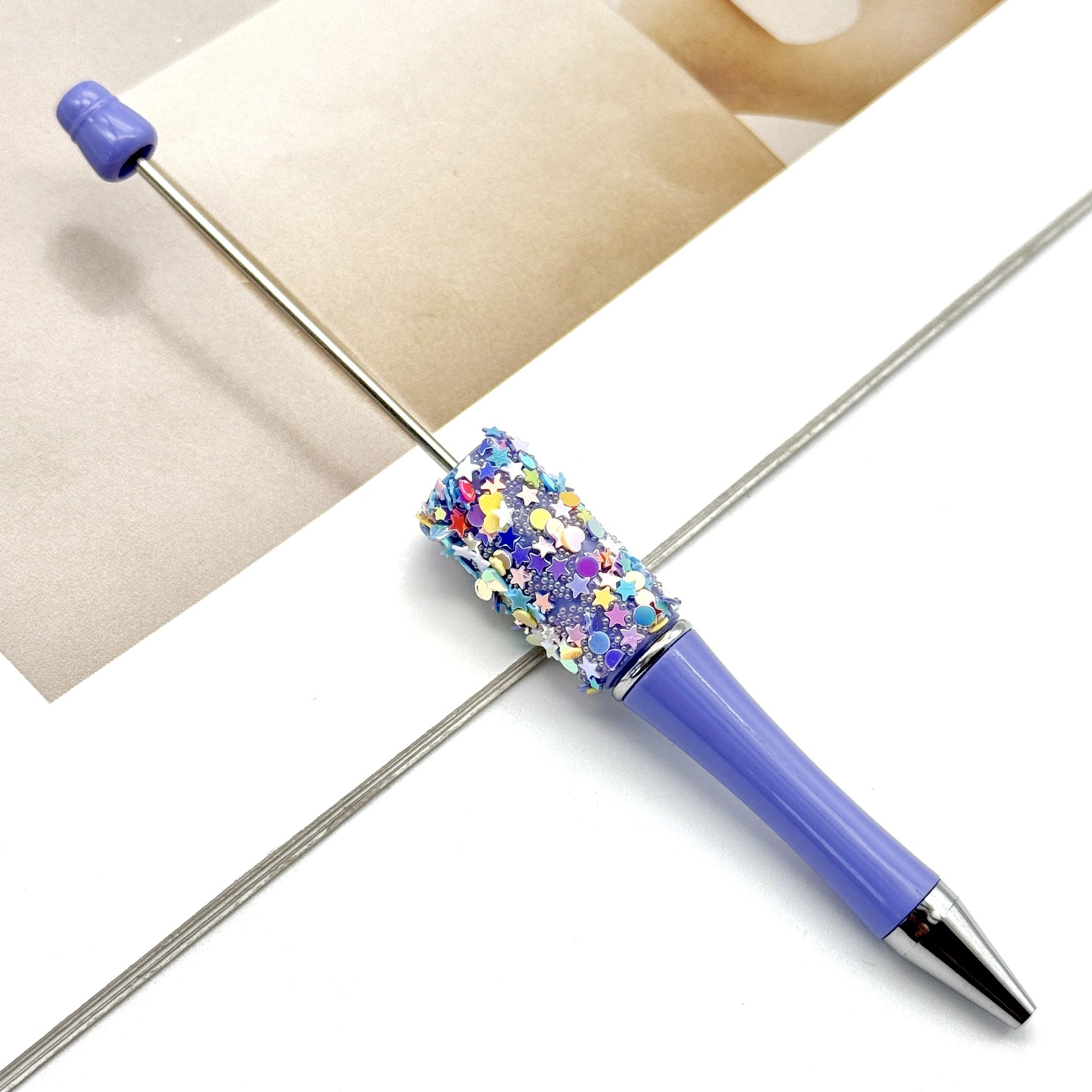 Wholesale DIY Small Star Beaded Pen Shining Sequins Star Ballpoint Pen Handmade Patch Cute Beaded Ballpoint Pen in stock