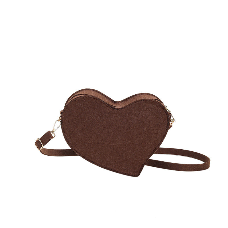 Wholesale Simple Solid Color Heart Shape PU Shoulder Messenger Bag
