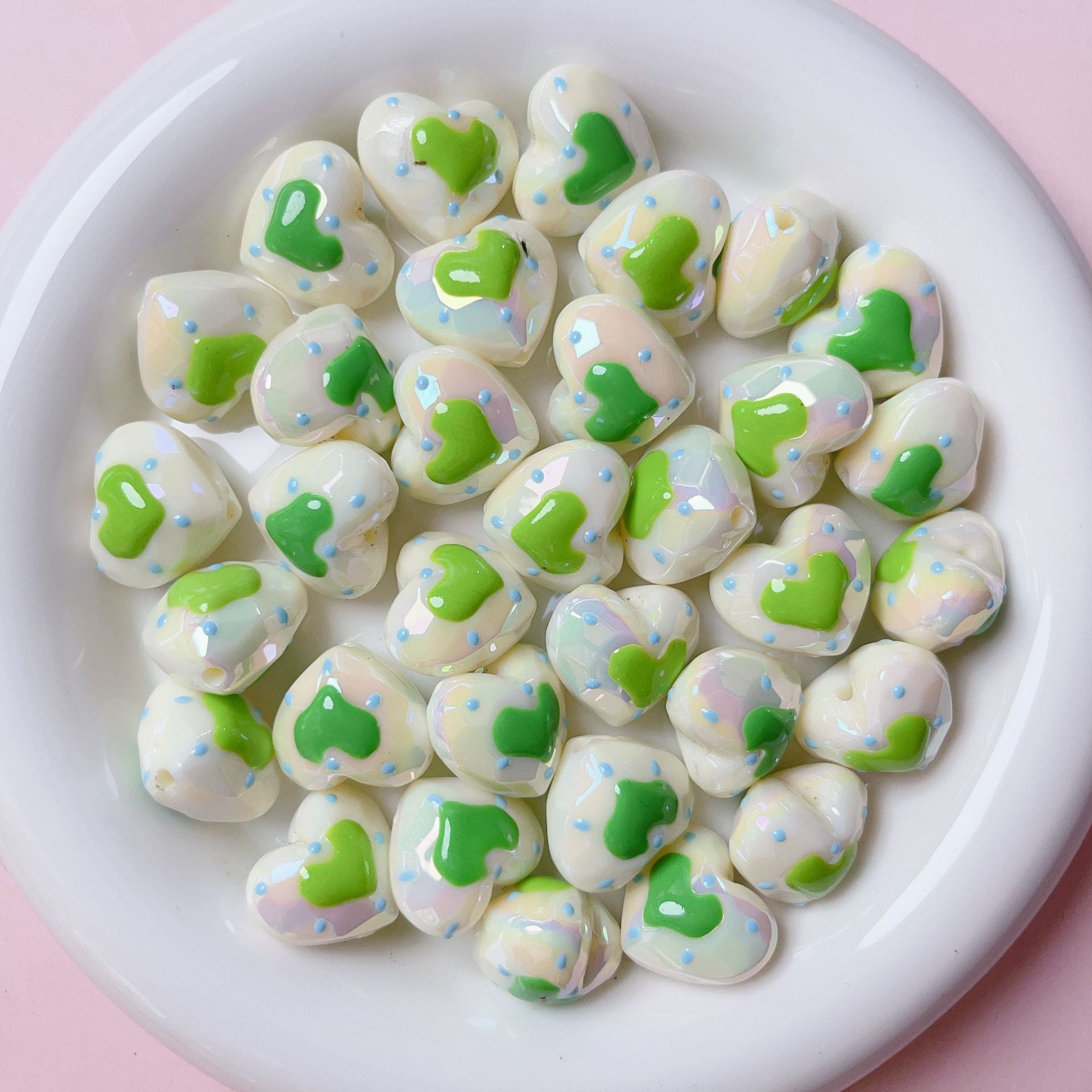 Wholesale Hand Painted Faceted Love Acrylic Beads