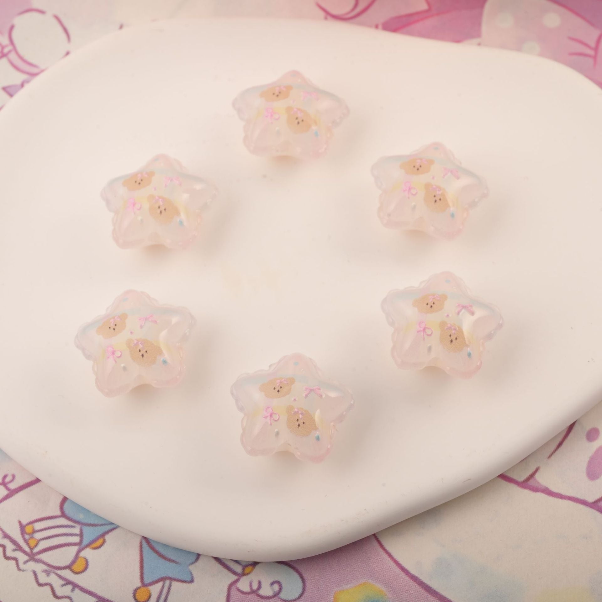 Wholesale 10pcs Acrylic printed embossed star balloon pillow beaded OLY Exclusive