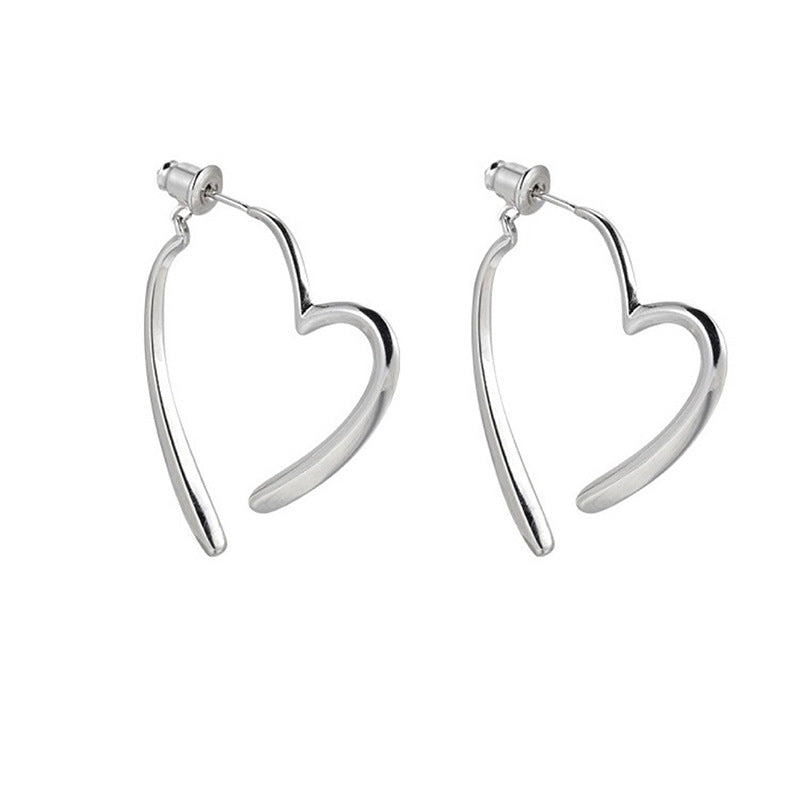 Pendientes de cobre de doble ensambla de corazón de metal al por mayor