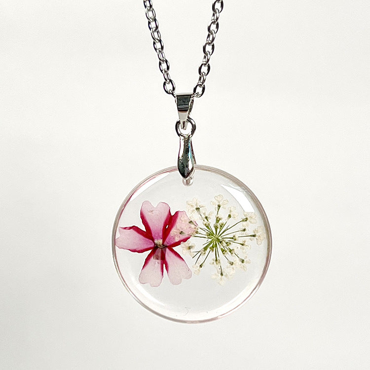 Wholesale 6pcs Natural Plant Specimen Dried Flower Necklace