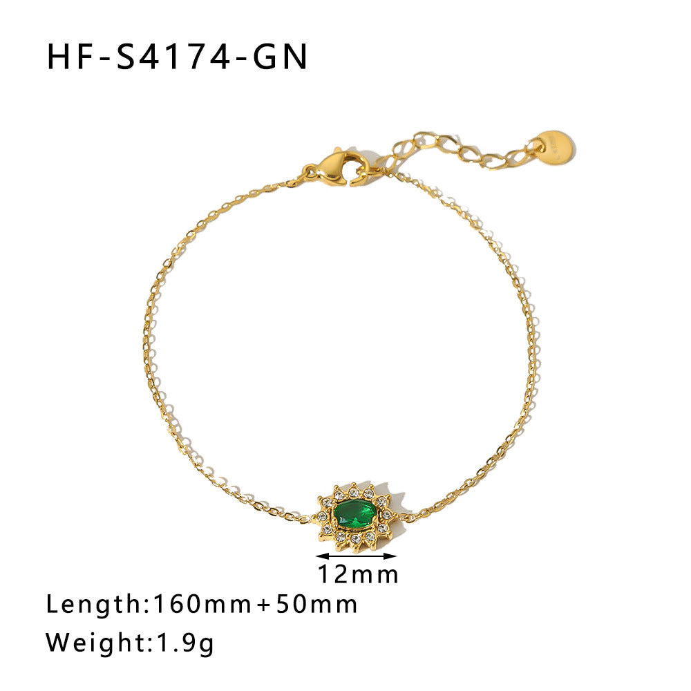 Wholesale Sunflower Stainless Steel Bracelet Love Zircon Geometric Bracelet