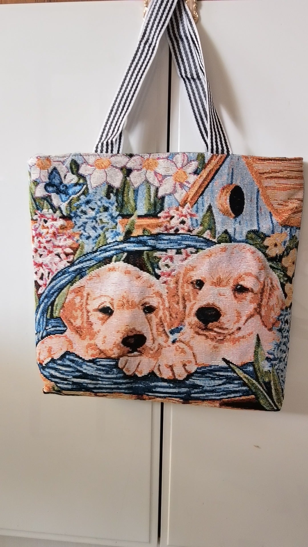 Wholesale Vintage Embroidered Cat Puppy Canvas Bag