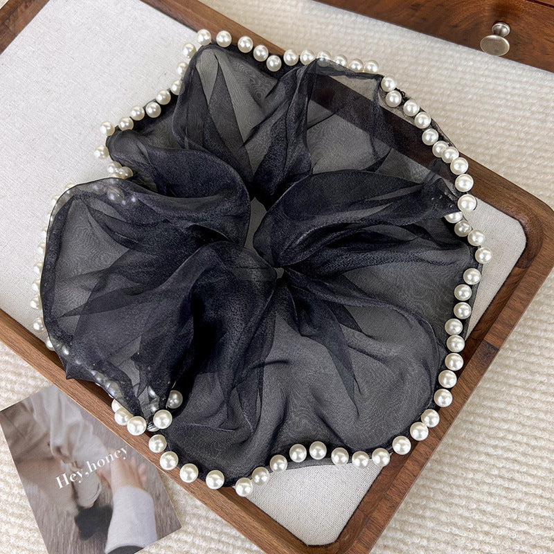 Wholesale Transparent Pearl Mesh Hair Scrunchies
