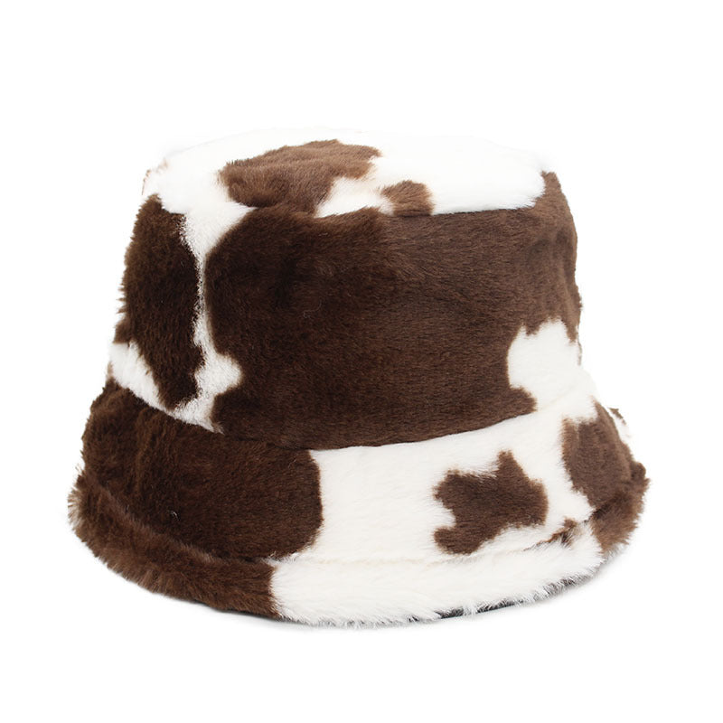 Wholesale Bucket cow pattern retro fisherman hat autumn and winter thick warm