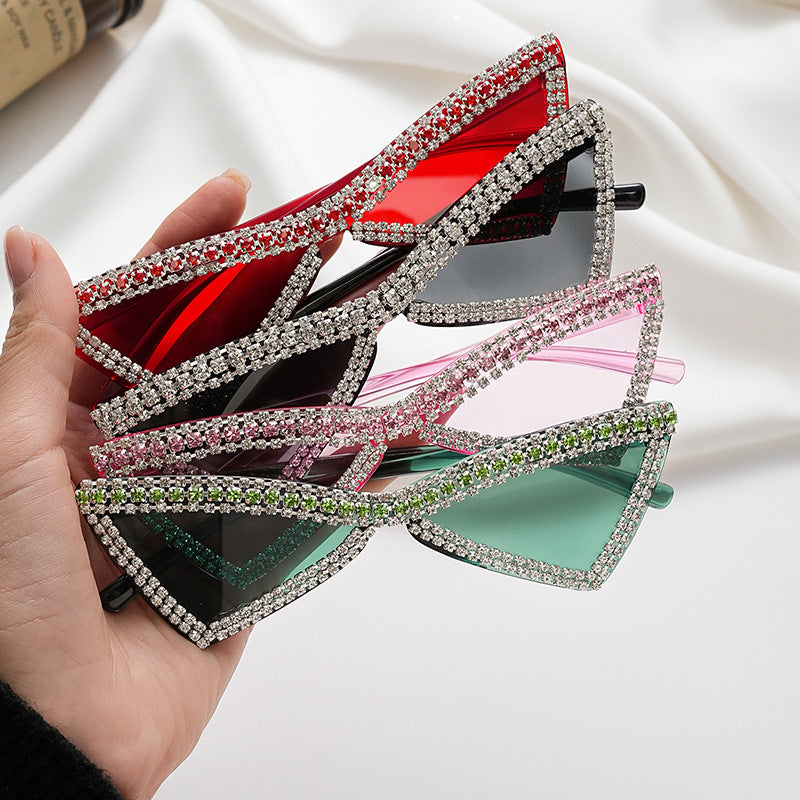 Wholesale Full Diamond Bow Colored Small Frame Birthday Letter Sunglasses