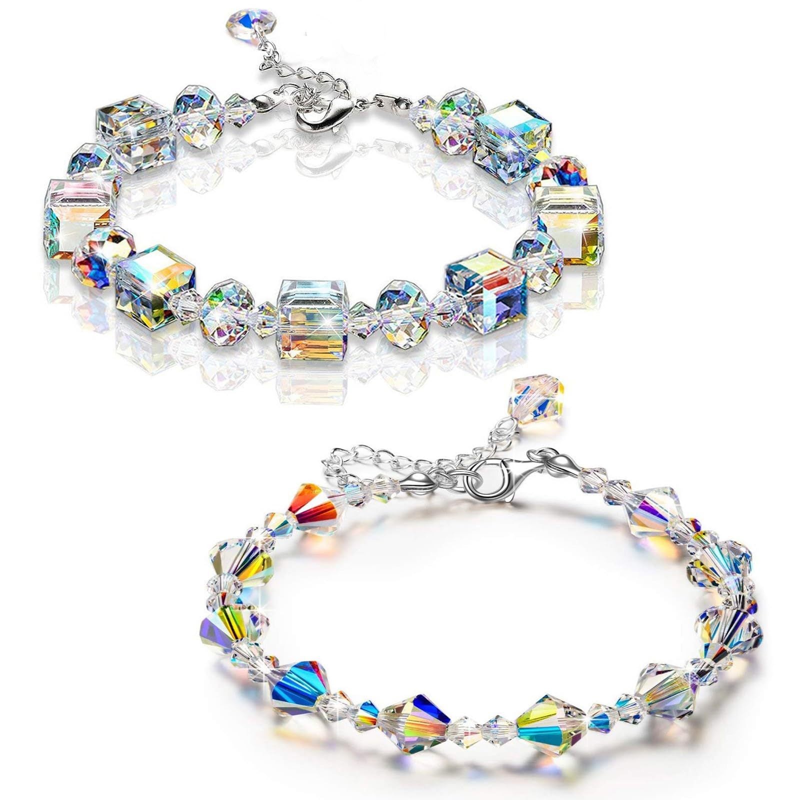 Wholesale Adjustable Chain Glass Crystal Square Beads Diamond Beads Bracelet