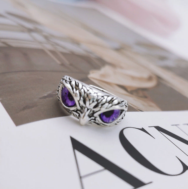 Wholesale Evil Eye Owl Retro Exaggerated Open Adjustable Ring