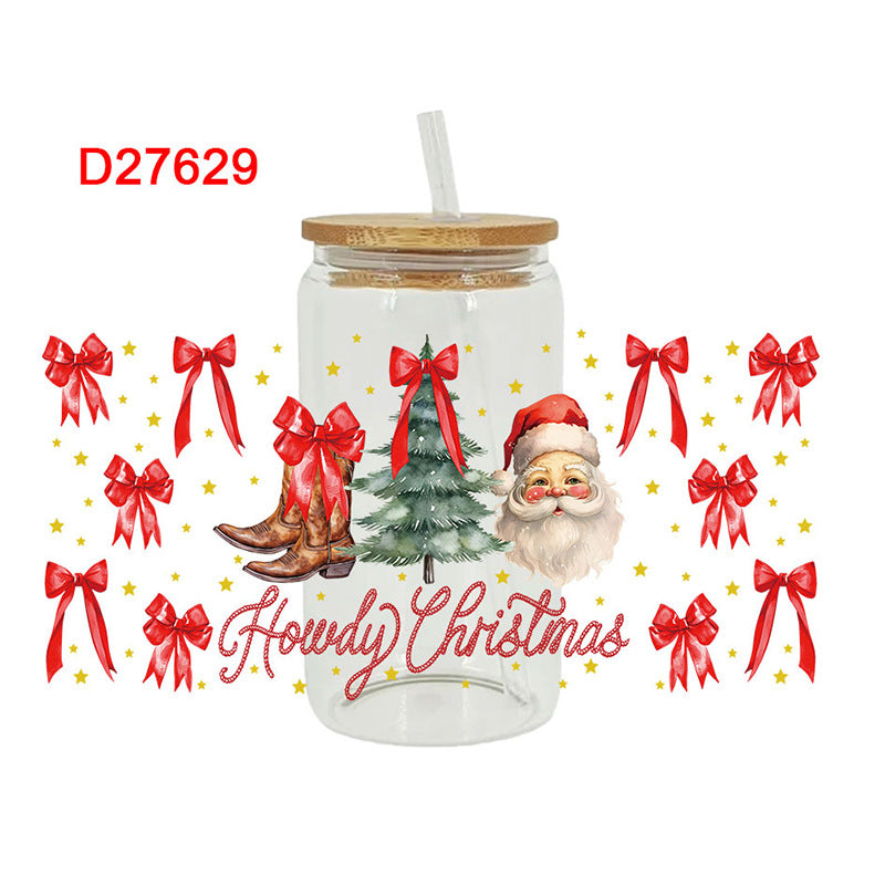 Wholesale UV Transfer Paste Glass Crystal Label 16oz Cup UV DTF Wraps 23cmX11cm