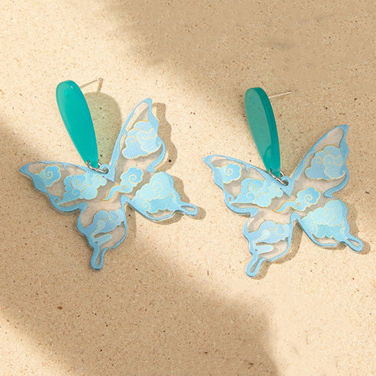 Wholesale Retro Oil Painting Butterfly Earrings