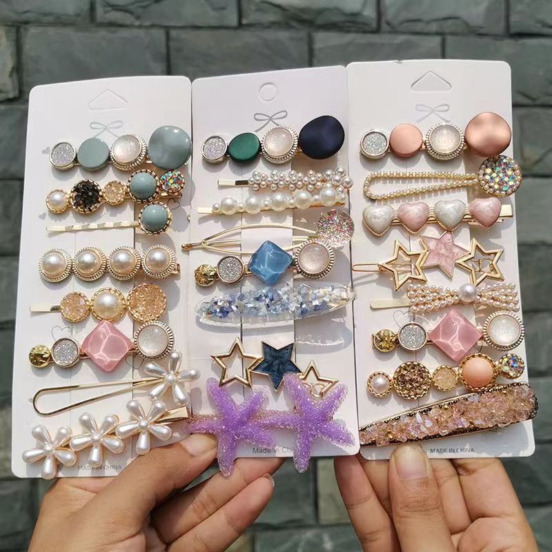 Wholesale Rhinestone Pearl Hair Clip Set