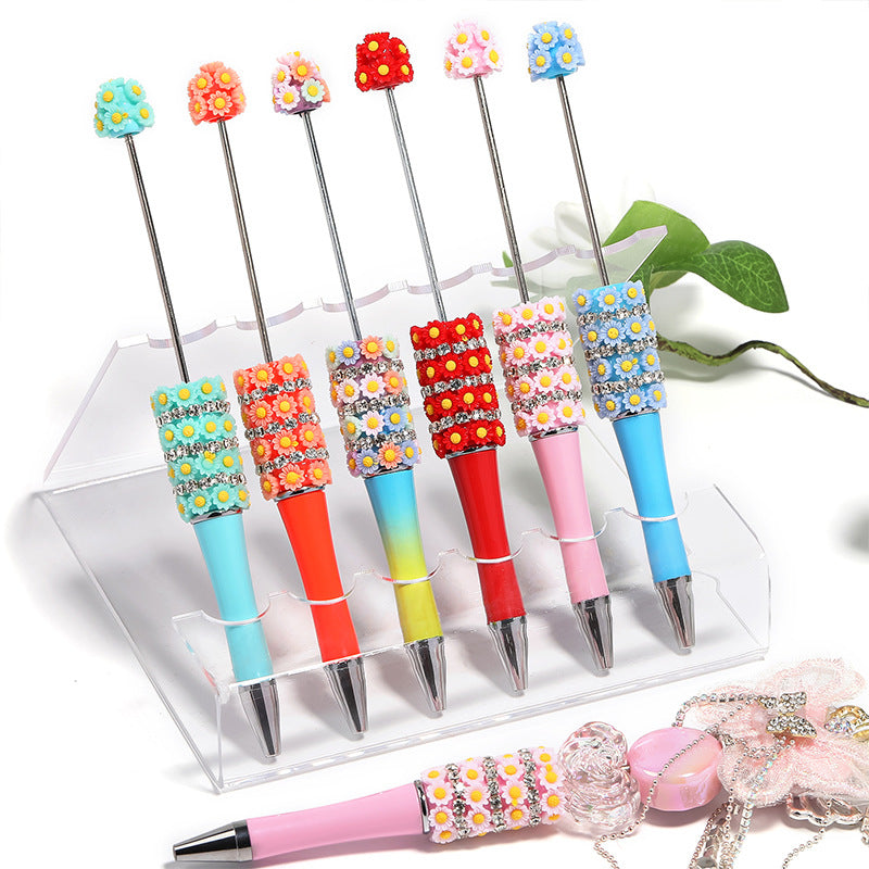 Wholesale 10pcs Beadable Pens Heavy Industry Diy Resin Multi-color Small Flower Claw Ballpoint Pen