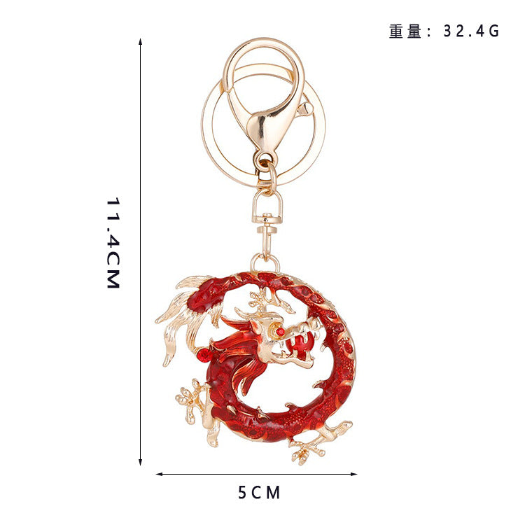 Wholesale Chinese Style Animal Zodiac Dragon Alloy Rhinestone Keychain