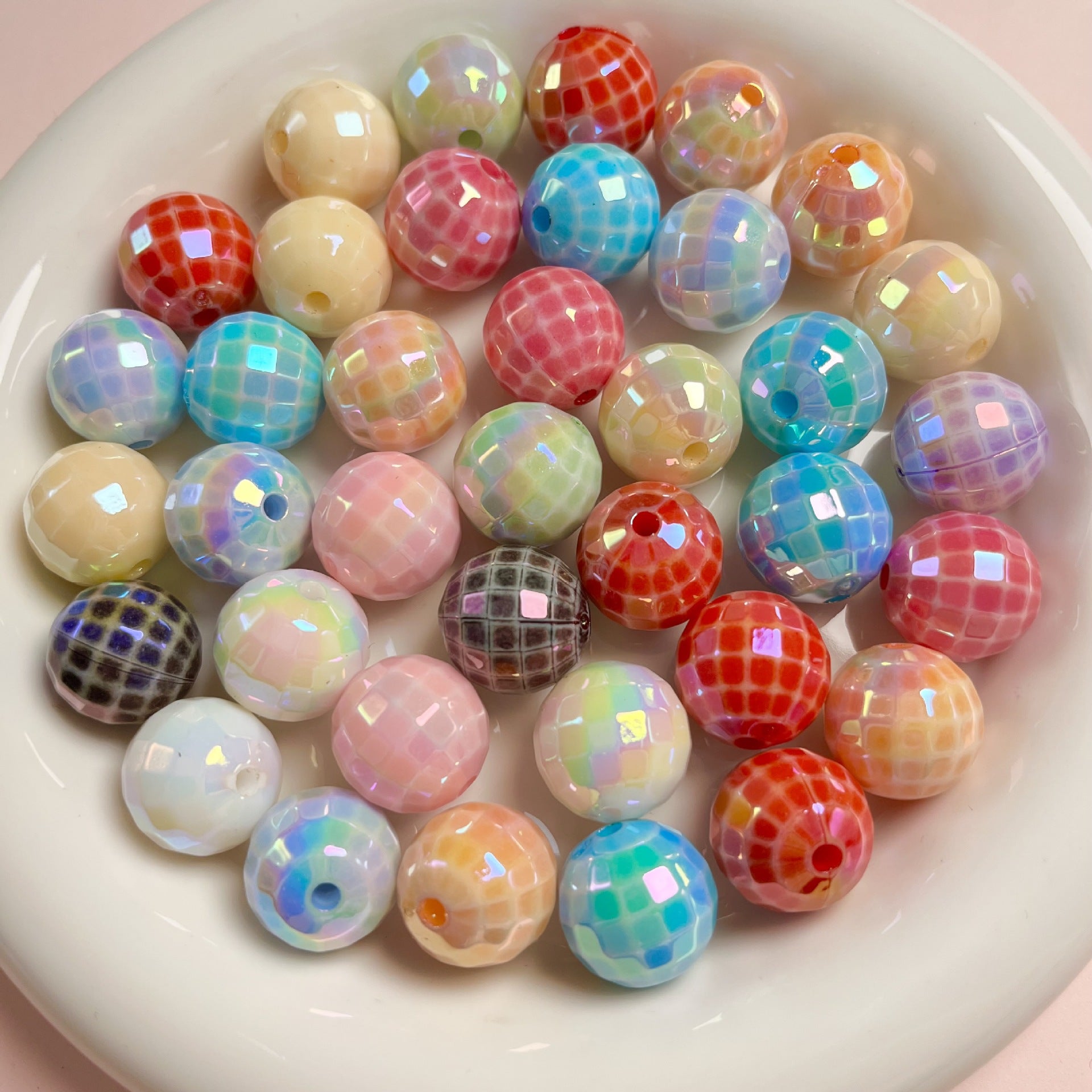 Wholesale 10pcs/pack uv Plated Acrylic Check Beads
