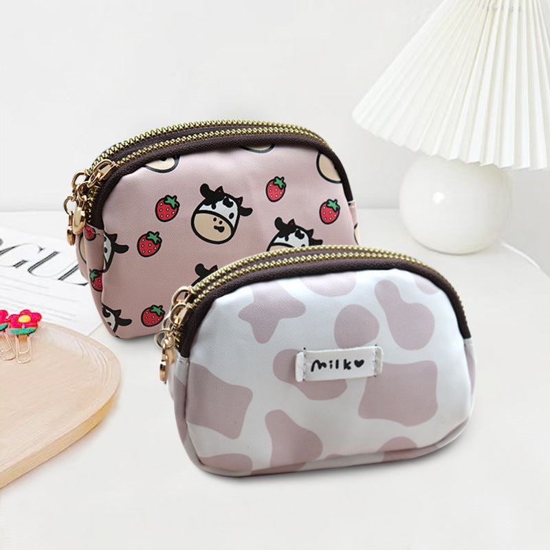 Wholesale Cute Cow Mini PVC Double Zipper Zero Wallet