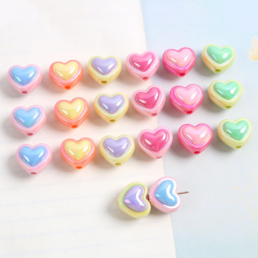 Wholesale 10pcs Macaron Color Acrylic Heart Five-Pointed Star Beads