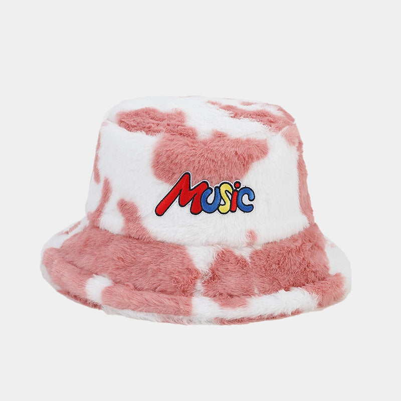 Wholesale Cow Pattern MUSIC Bucket Hat Plush Hat