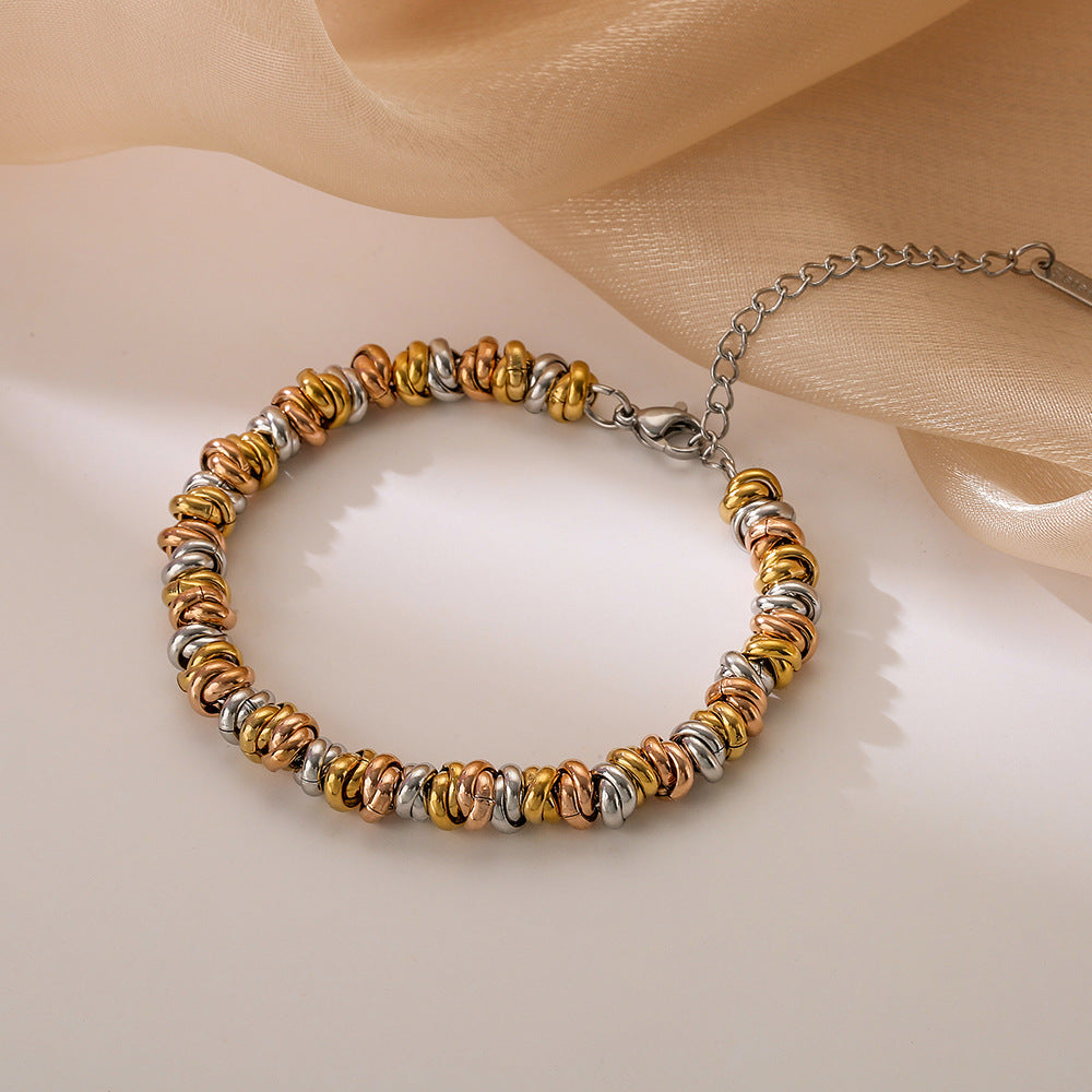 Brazalete de acero de titanio de cadena de tres colores gruesas al por mayor