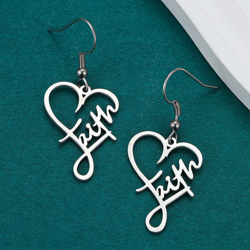 Wholesale Stainless steel cross heart long ear hooks