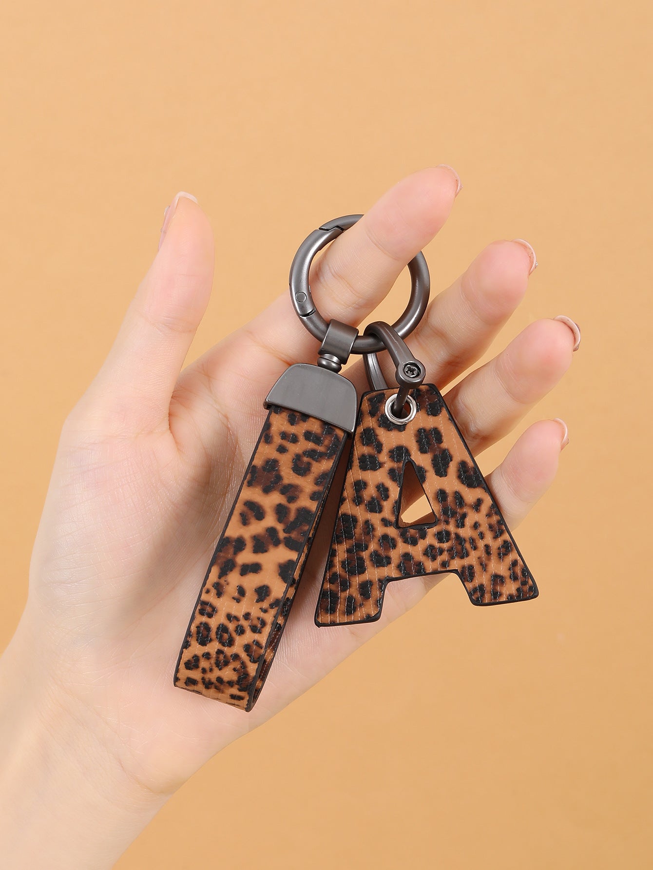 Wholesale Aztec Western Style Leopard Print Colorful Stripes Oil Edge Leather Keychain