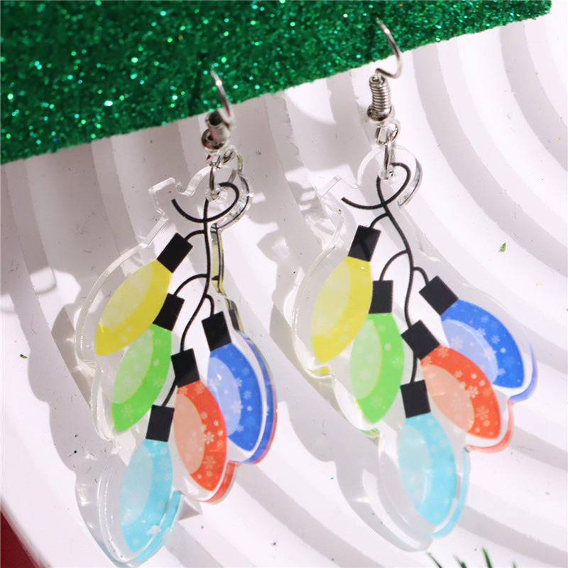 Wholesale Christmas Acrylic Colorful Lantern Ball Original Design Colorful Lantern Pendant Earrings