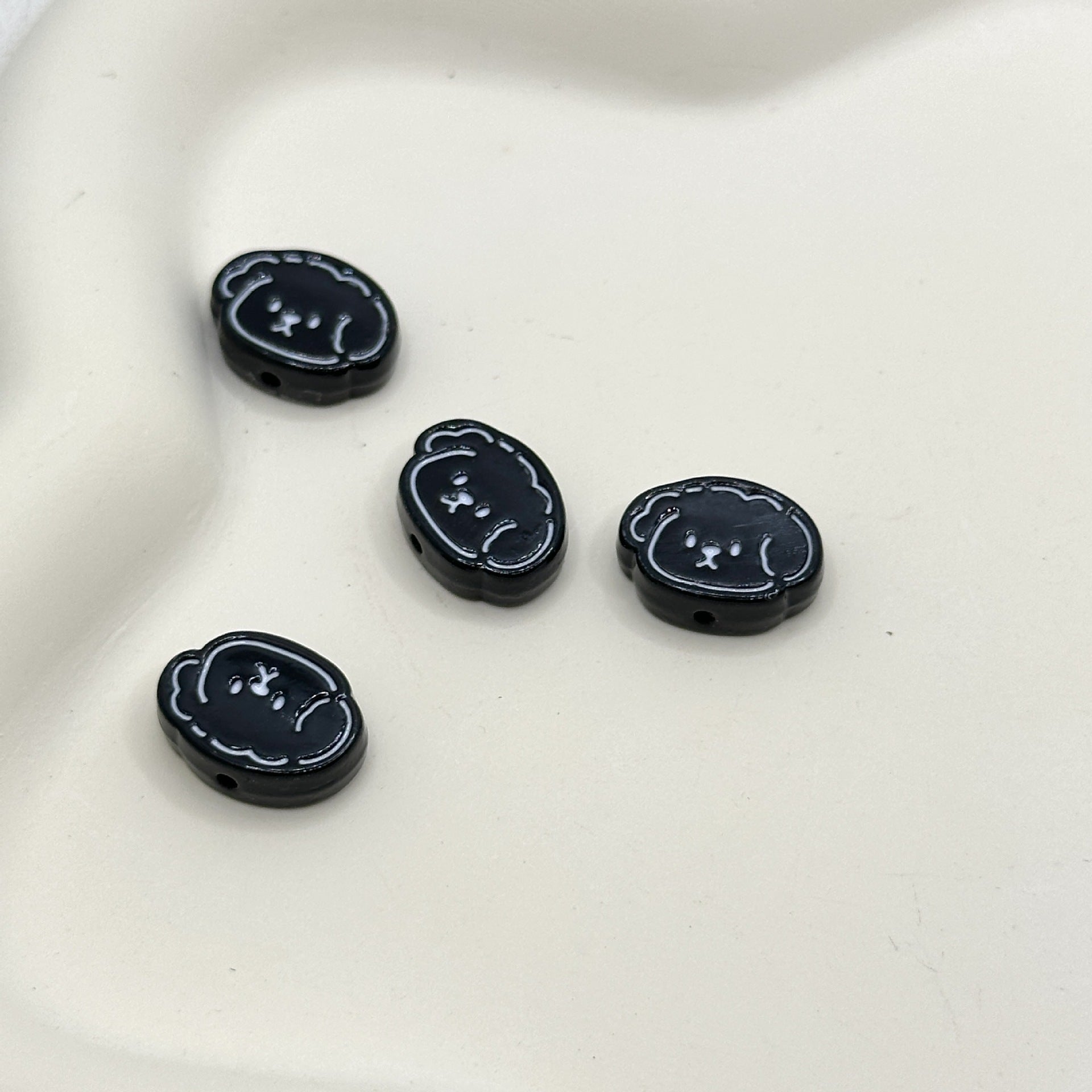 Wholesale 10pcs Alloy paint color cartoon puppy head line puppy beaded diy beads