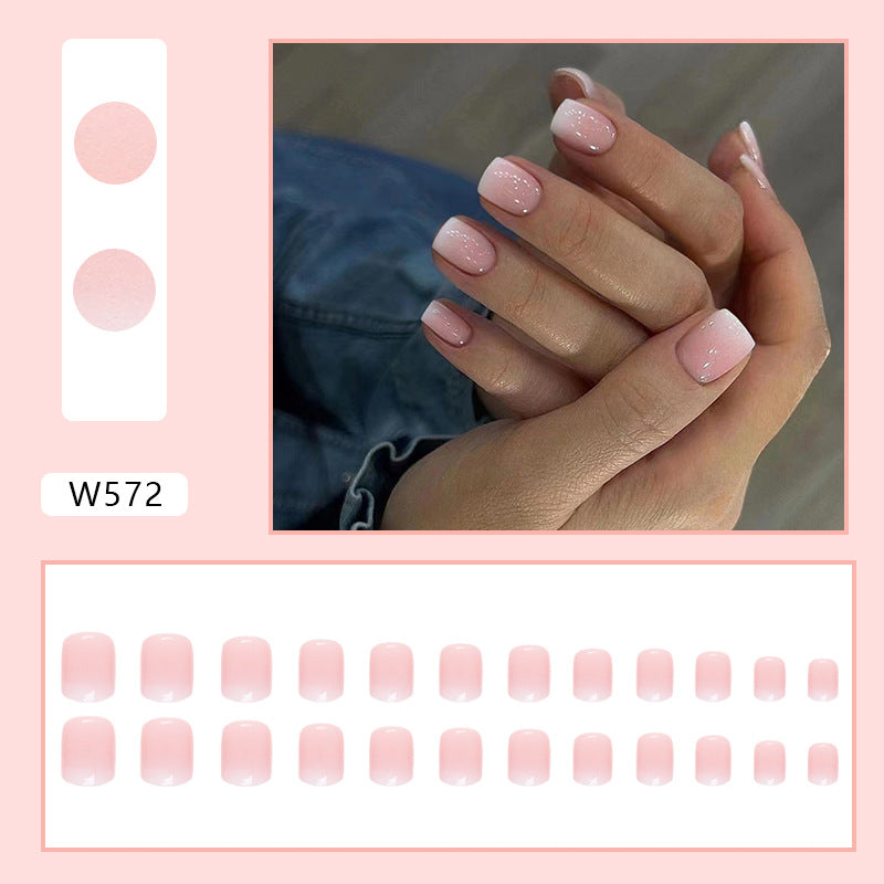 Wholesale Short square pure gradient nail art girl style wear nails