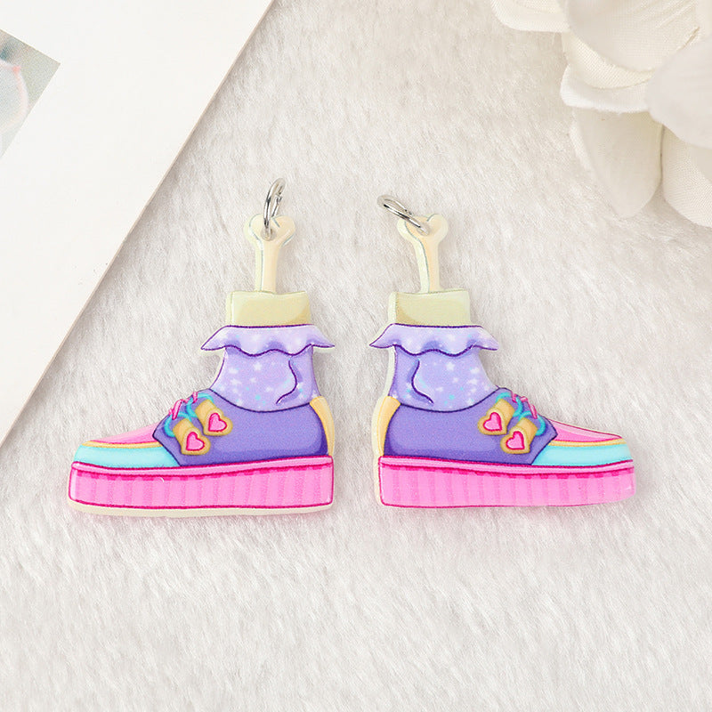 Al por mayor 10 piezas acrílicas Halloween Big Bot Heart Pendientes de bricolaje Accesorios de llavero