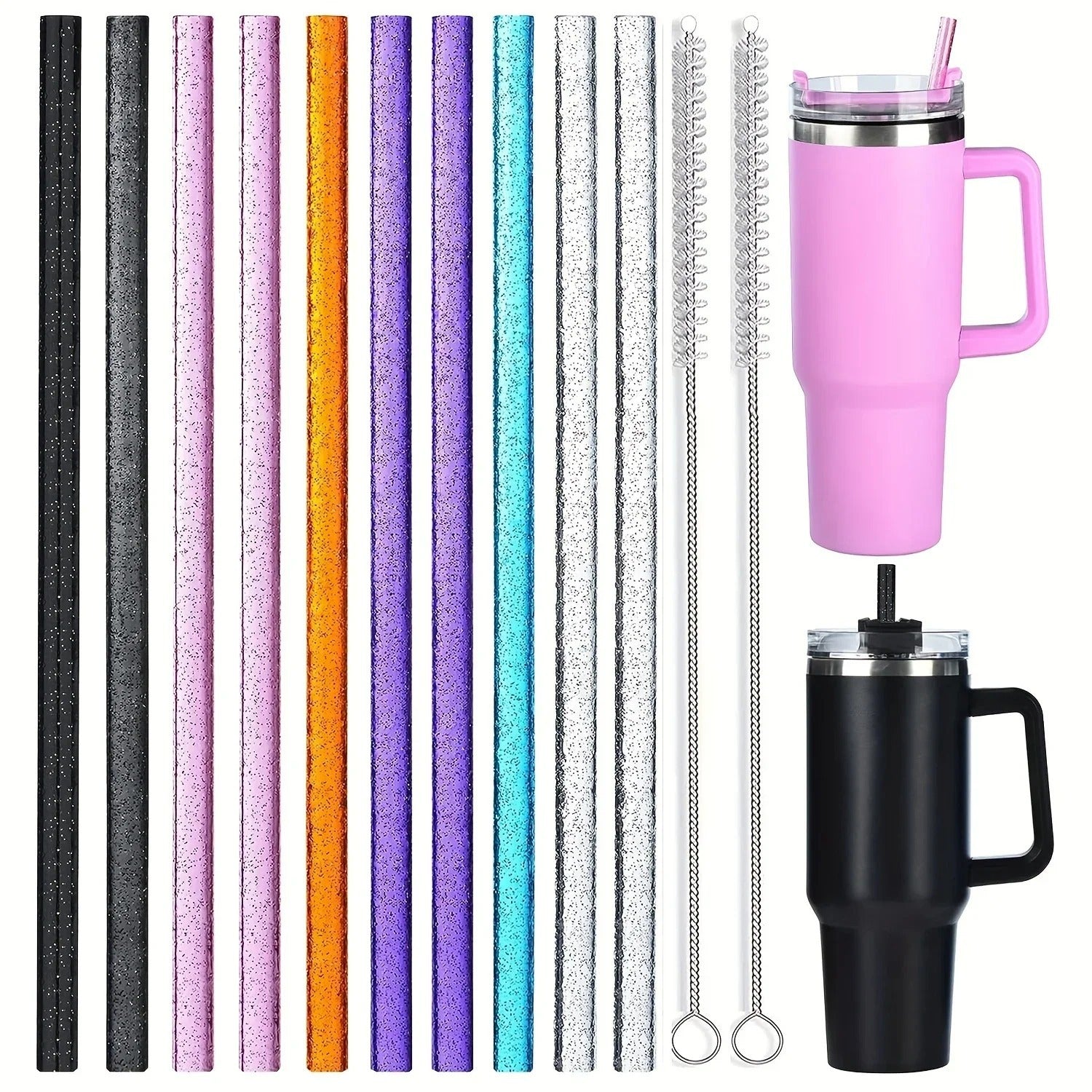 Wholesale mug ice cup multi-color glitter universal straw accessories suit with straw brush personality