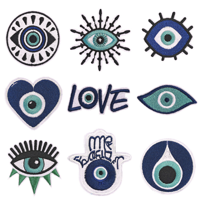 Wholesale Embroidered Evil Eye Iron On Patch Blue Eye Applique Trendy Decorative Accessory For Bags And Clothing Boutique Resale