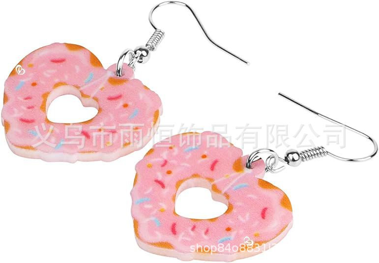 Wholesale Valentine's Day Acrylic  Heart Donut Earrings
