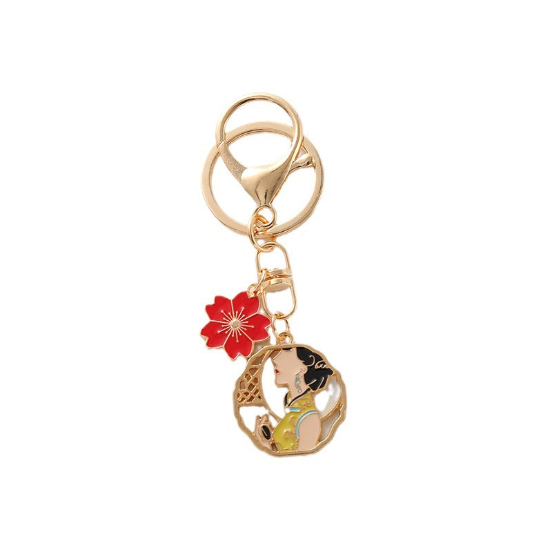 Wholesale Antique Beauty Oil Dripping Alloy Keychain