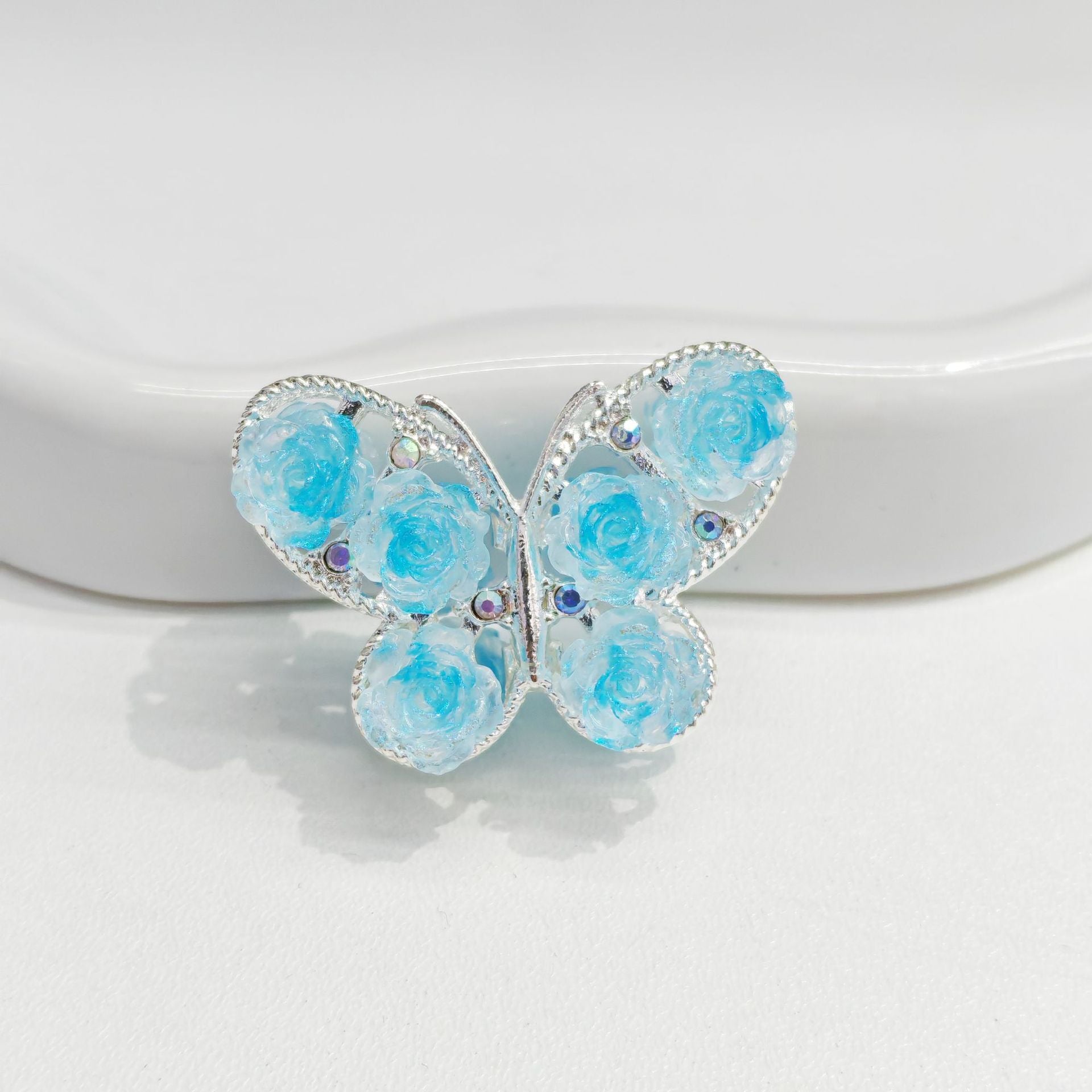 Wholesale 10pcs Retro Rose Butterfly Alloy Diamond Ball Beads