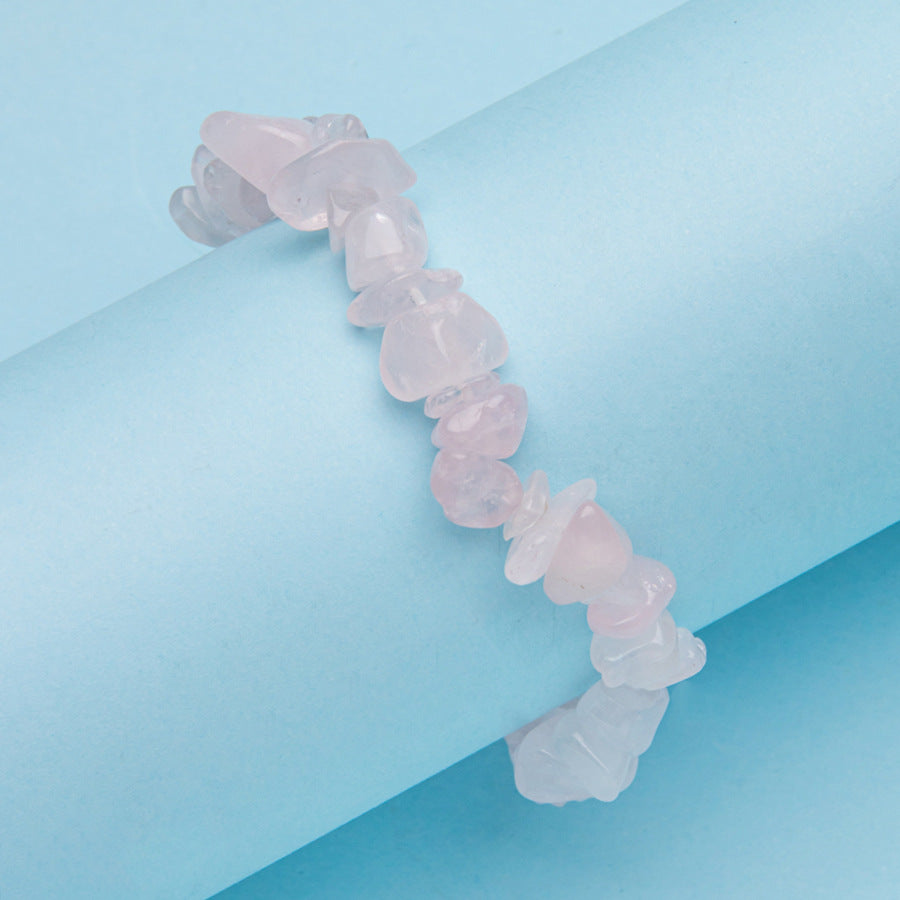 Wholesale natural stone crystal agate colorful gravel elastic bracelet