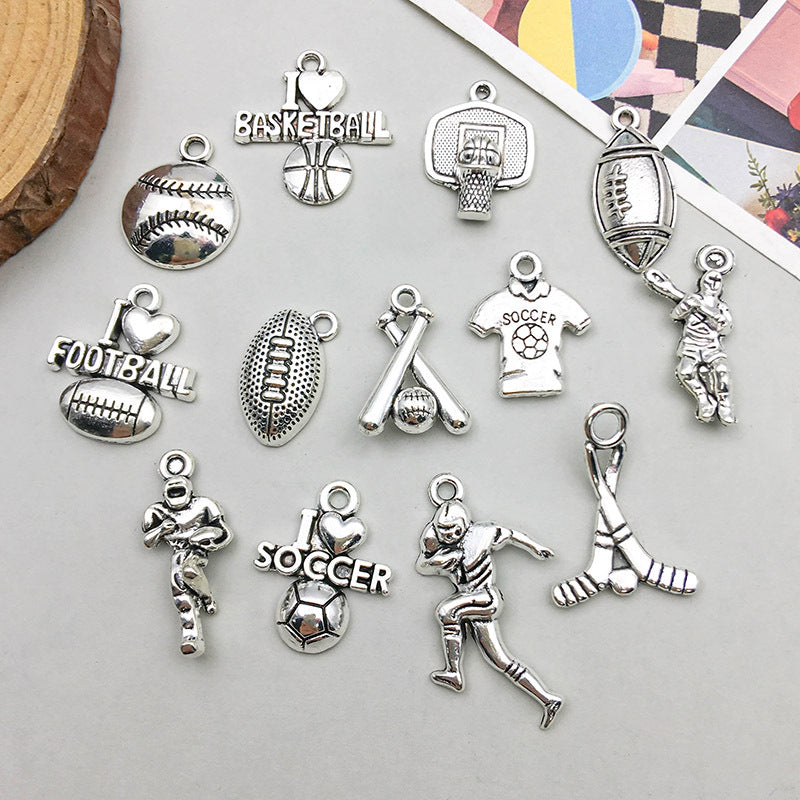 Wholesale 1 Antique Silver Alloy Simulation Rugby Baseball Series DIY Pendant