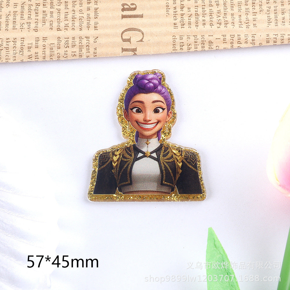 Wholesale 10pcs/ pack Cartoon Girl Cute Pendant Acrylic Pin DIY Accessories
