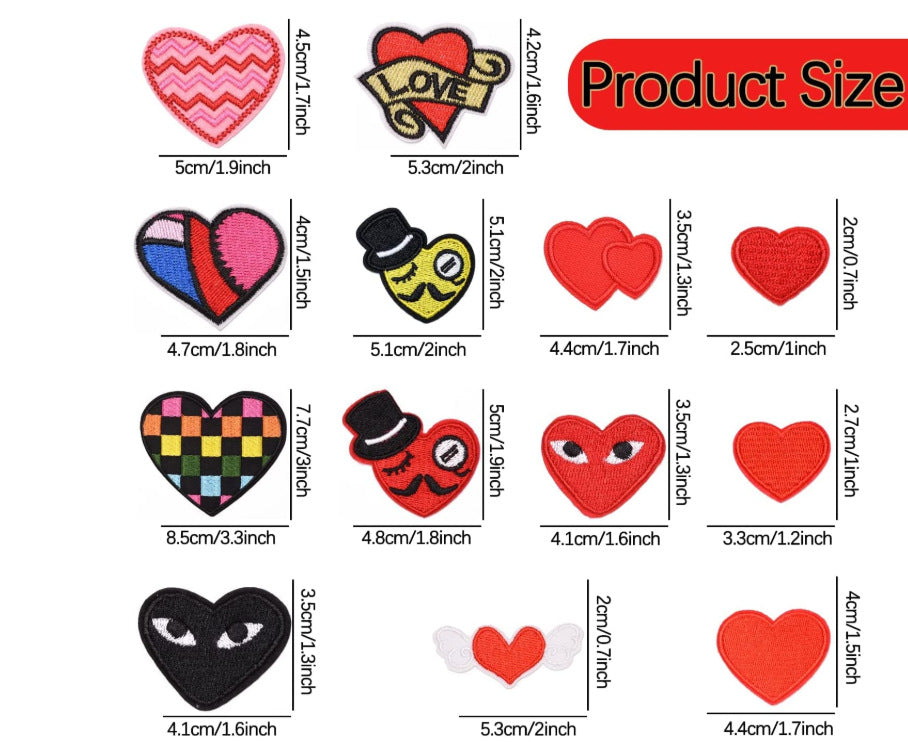 Wholesale Trendy Embroidered Love Heart Fabric Patches Decorative Fashion Accessory For Clothing Bags Hats DIY Craft Boutique Resale