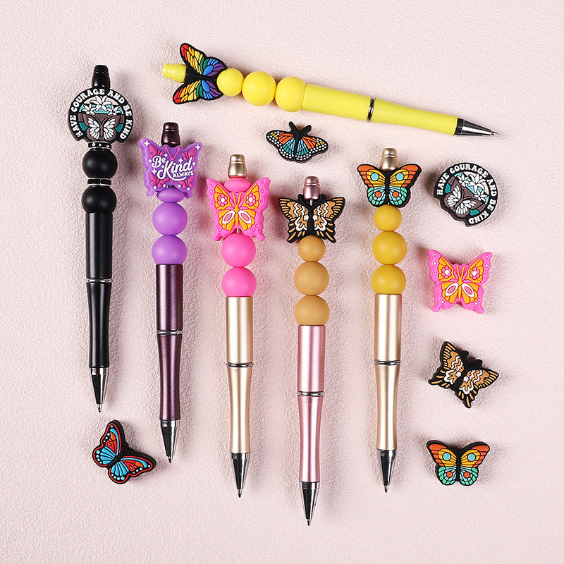 Wholesale 20pcs Two tone Butterfly Silicone Children's Dental Adhesive Anti drop Chain English Letter Silicone Beads