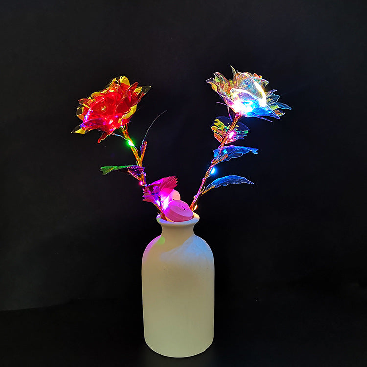 Wholesale Valentine's Day LED Lights 24k Gold Foil Plastic Roses