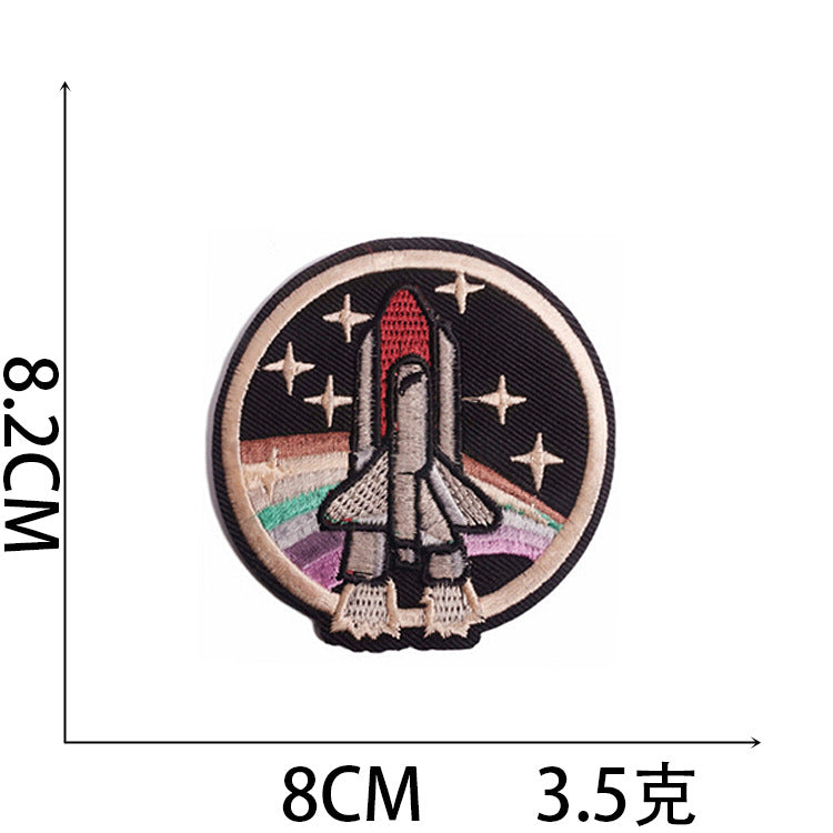 Wholesale Trendy Cartoon Rocket Embroidery Patches Polyester Sew On Space Badge For Clothing DIY Craft