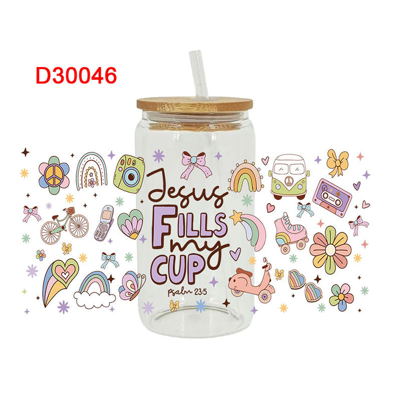 Wholesale Colorful Teacher's Day Stationery School Bus Series 16oz Cup UV DTF Wraps